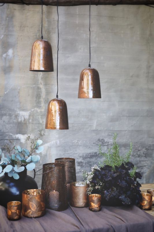 Lampe antikk brun/kobber