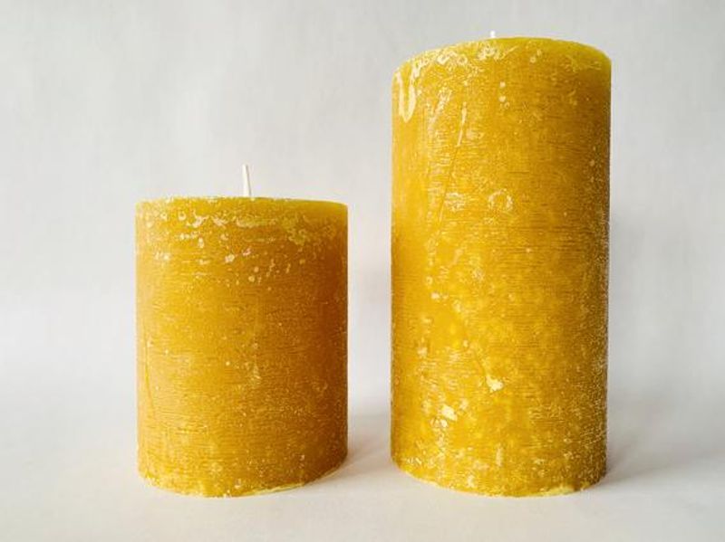 Rustikk kubbelys 10x12 cm, gul