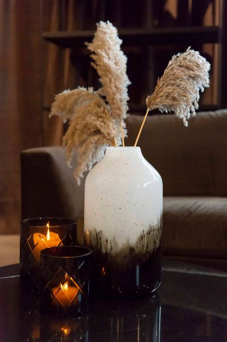 Hovedbilde Dis glassvase, brun/hvit
