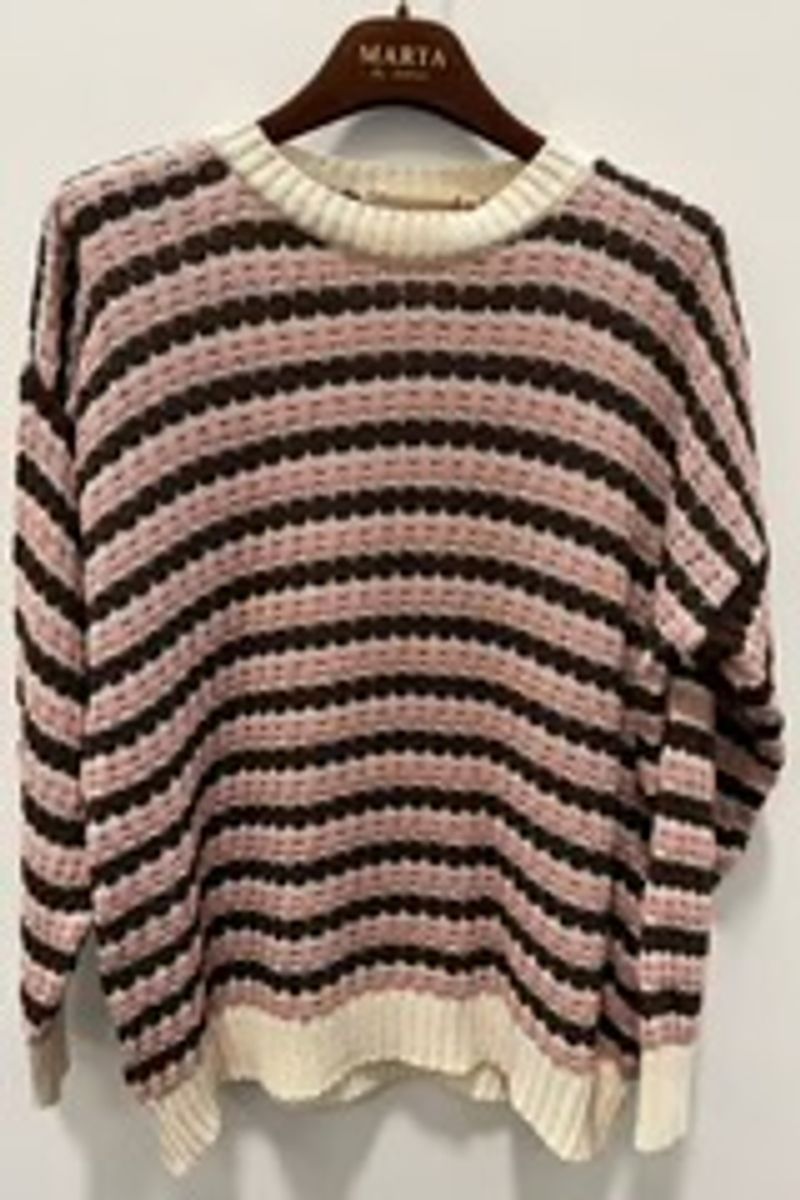 Nivelle knit sweater, rosa/brun