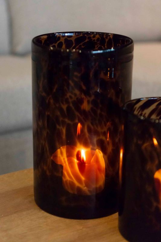 Leopard glassvase/lykt, stor
